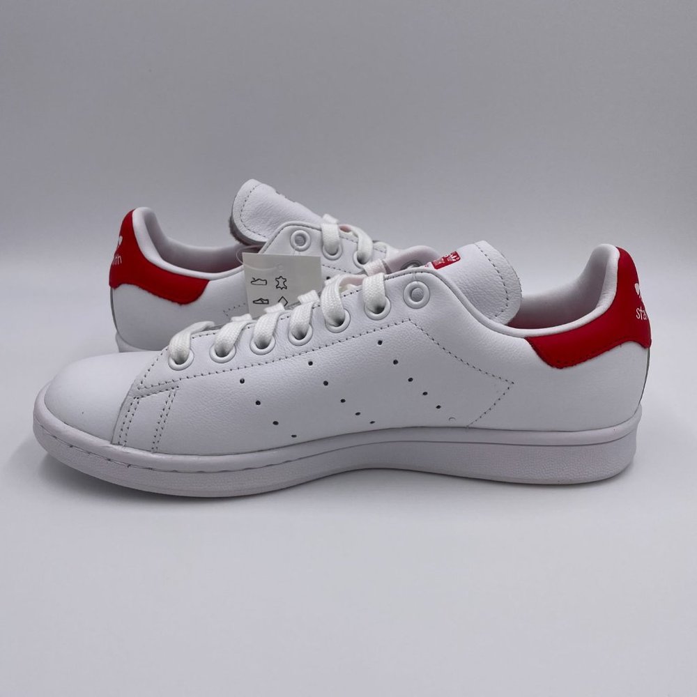 adidas Stan Smith White/ Red Womens Shoes - Picture 2 of 8
